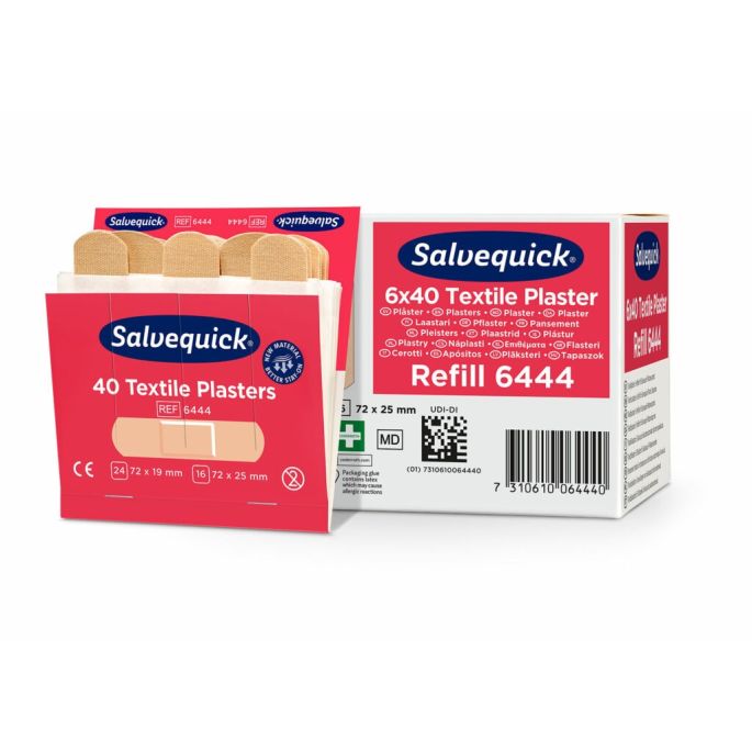 Salvequick pleisterstrips textiel navulling, 6 x 40 stuks