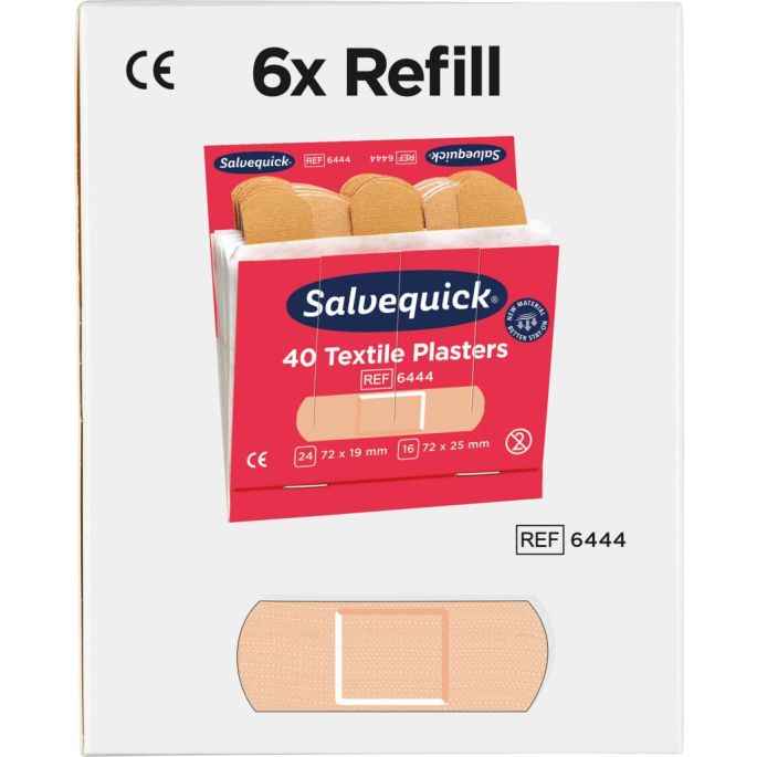 Salvequick pleisterstrips textiel navulling, 6 x 40 stuks