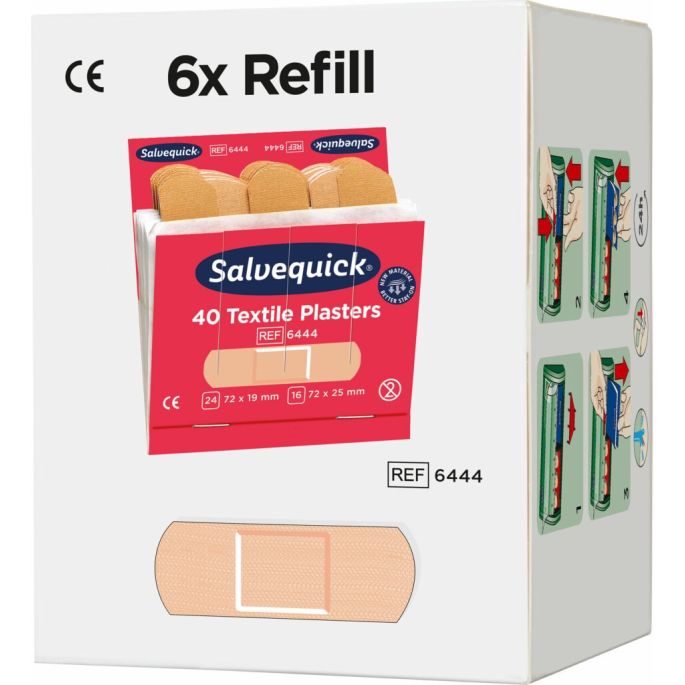 Salvequick pleisterstrips textiel navulling, 6 x 40 stuks