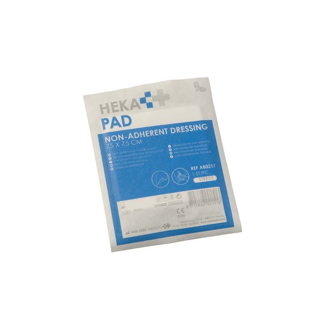 HEKA Pad niet-verklevend wondkompres 7,5 x 7,5 cm steriel, 100 stuks