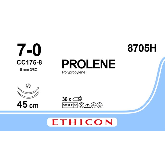 Prolene blauw 7-0, CC175-8 naald, 8705H, 36 stuks