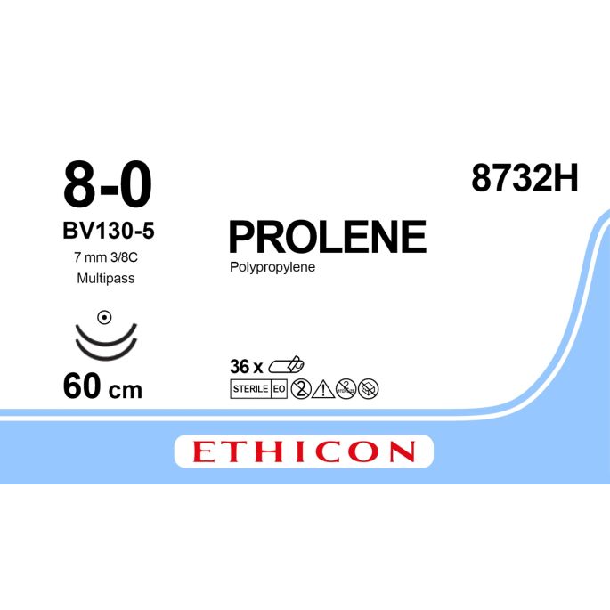 Prolene blauw 8-0, BV130-5 MP naald, 8732H, 36 stuks