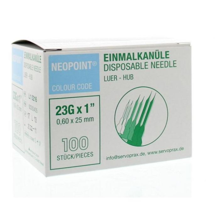 Neopoint injectienaalden blauw 23G, 0,6 x 25 mm, 100 stuks