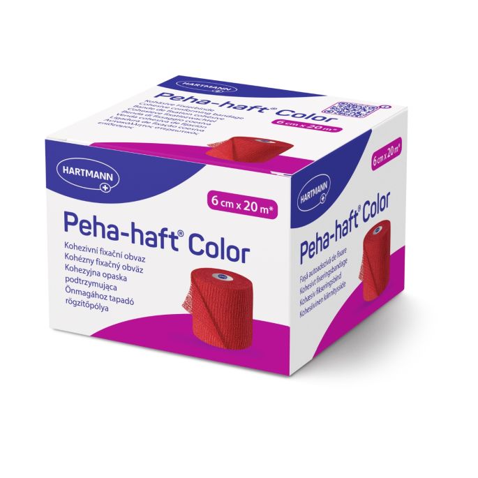 Peha-haft Color cohesieve zwachtel rood 6 cm x 20 m
