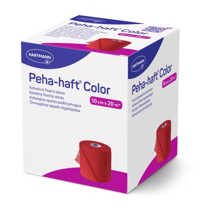 Peha-haft Color cohesieve zwachtel rood 10 cm x 20 m