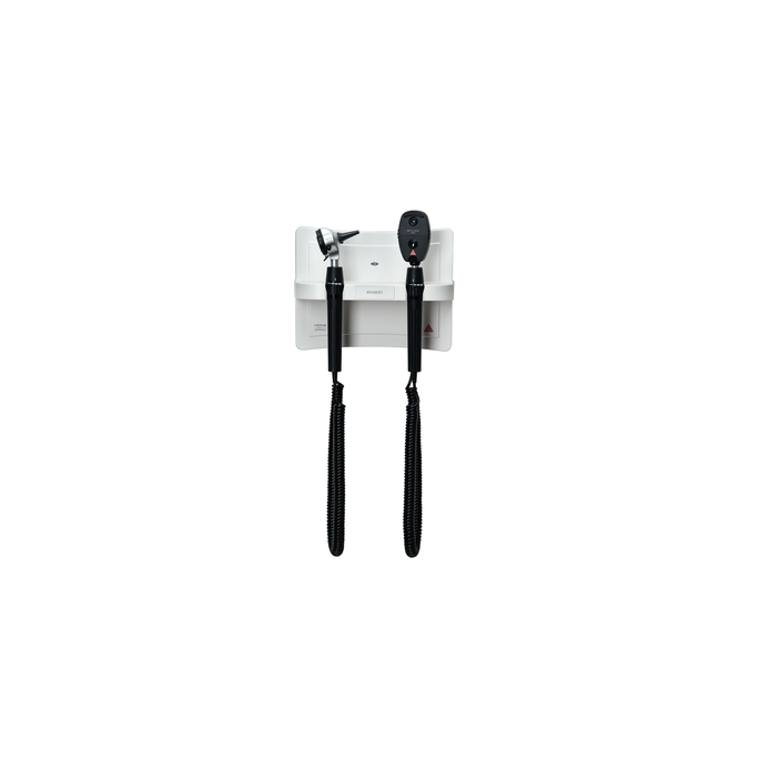 Heine EN 200 wandtransformator met BETA 400 LED F.O. otoscoop en BETA 200 LED oftalmoscoop