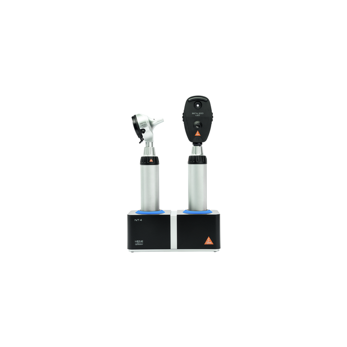 Heine BETA 400 F.O. Otoscoop en BETA 200 Oftalmoscoop (LED, 2x BETA4 NT handvat met NT4 oplader, reserve LED lamp)