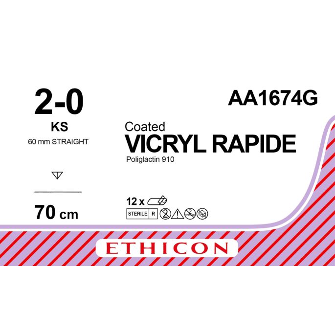 Vicryl Rapide ongekleurd 2-0, KS naald, AA1674G, 12 stuks