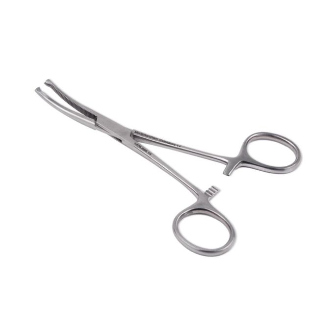 Kocher arterieklem 1x2 tanden 14 cm gebogen RVS