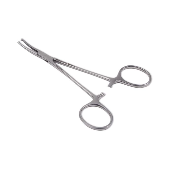 Mosquito arterieklem 1x2 tanden 12 cm gebogen RVS
