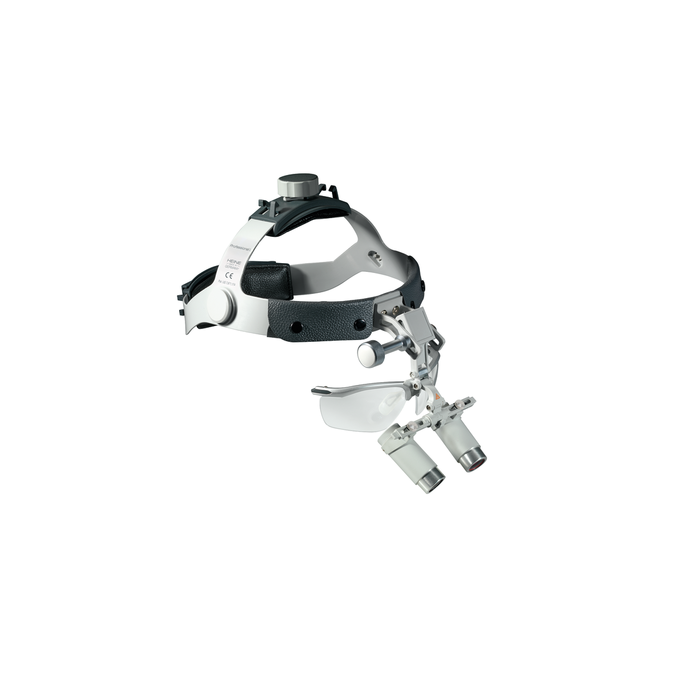 Heine HRP 3.5x Optieken met i-View op Professionele L Hoofdband met S-GUARD, beschermende lenzen, 2 sterilisatiebare zwenkarmen, schoonmaakdoekje