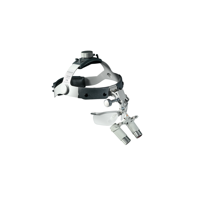 Heine HRP 6x Optieken met i-View op Professionele L Hoofdband met S-GUARD, beschermende lenzen, 2 sterilisatiebare zwenkarmen, schoonmaakdoekje