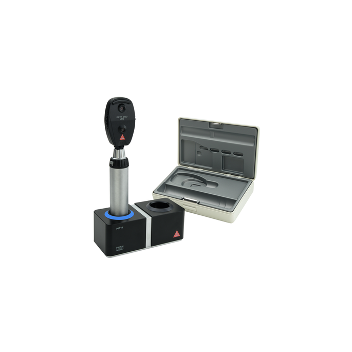 Heine BETA 200 oftalmoscoop set met BETA4 NT oplaadbare handvat en NT4 tafellader, LED