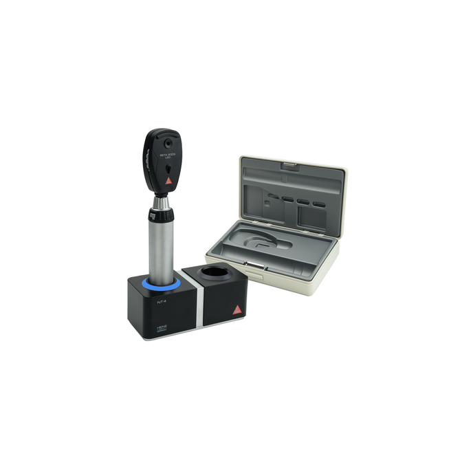 Heine BETA 200S oftalmoscoop set met BETA4 NT oplaadbare handvat en NT4 tafellader, LED