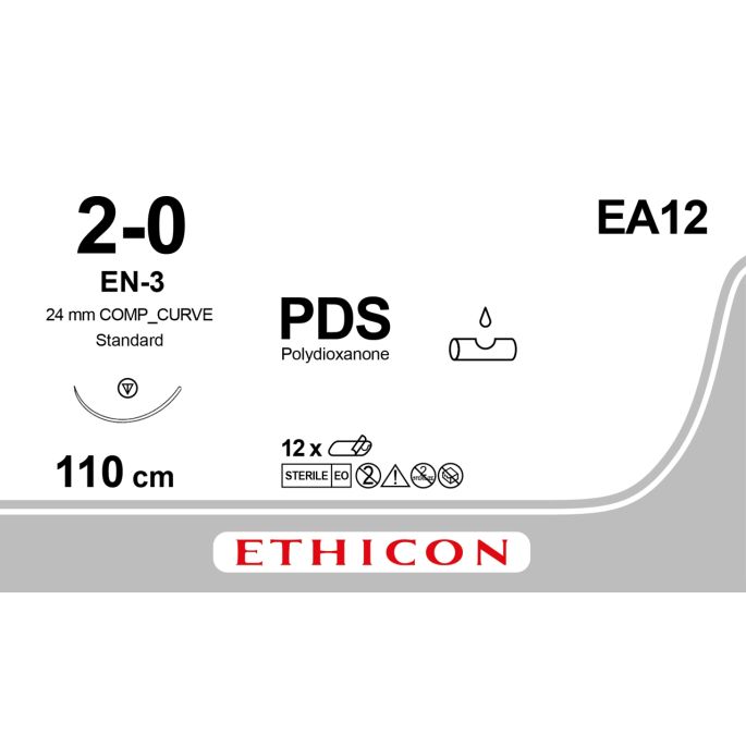 PDSII violet 2-0, EN-3 EES naald, EA12, 12 stuks