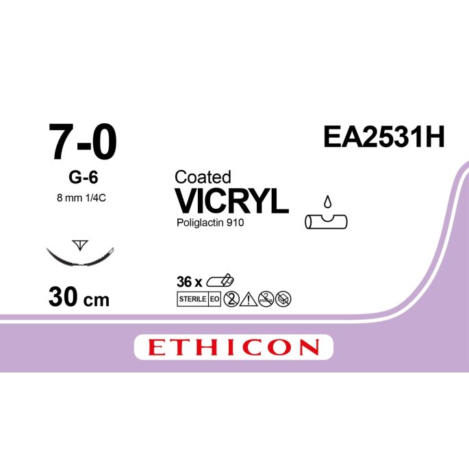 Vicryl gecoat violet 7-0, G-6 PRIME naald, EA2531H, 36 stuks