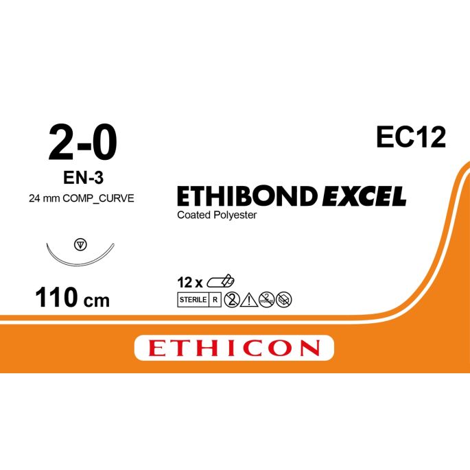 Ethibond Excel groen 2-0, EN-3 EES naald, EC12, 12 stuks