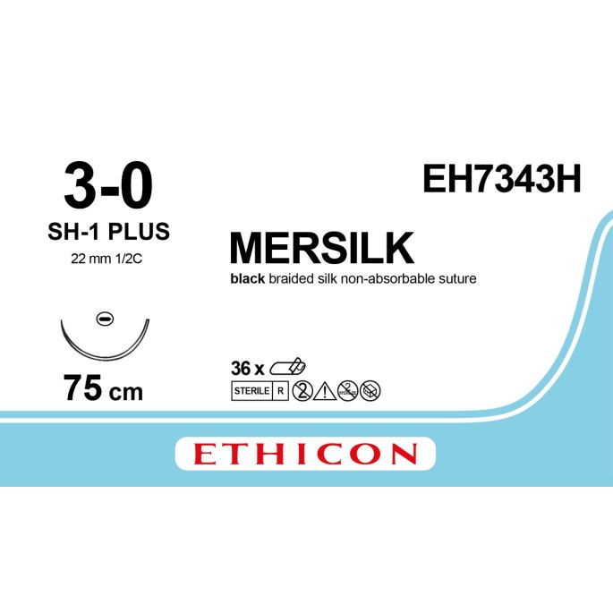 Silk zwart 3-0, SH-1 PLUS naald, EH7343H, 36 stuks