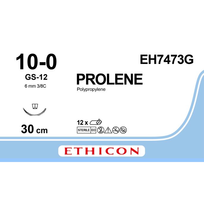 Prolene blauw 10-0, GS-12 naald, EH7473G, 12 stuks