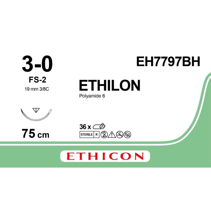Ethilon zwart 3-0, FS-2 naald, EH7797BH, 36 stuks