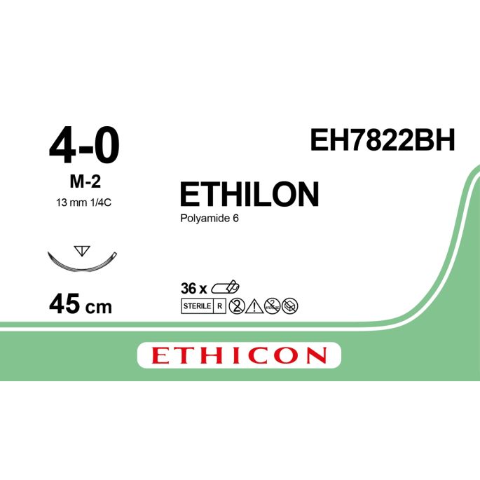 Ethilon zwart 4-0, M-2 naald, EH7822BH, 36 stuks