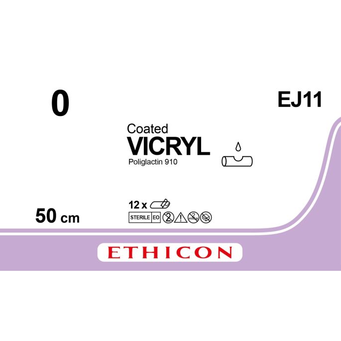 Vicryl gecoat violet 0, EES ENDOLOOP naald, EJ11, 12 stuks