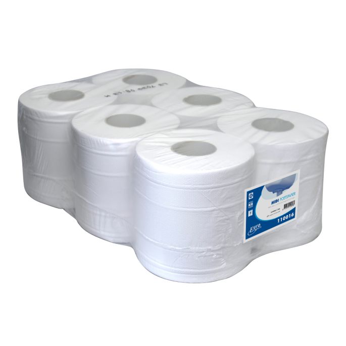 Midi Poetspapier Verlijmd Cellulose 2-laags 160 m x 20 cm, 6 rollen