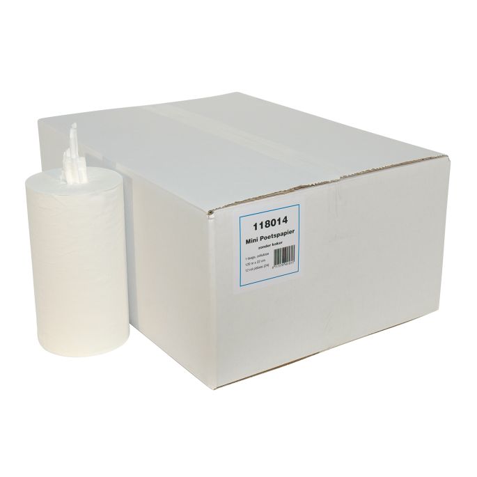 Mini Poetspapier zonder koker Cellulose 1-laags 120 m x 22 cm, 12 rollen