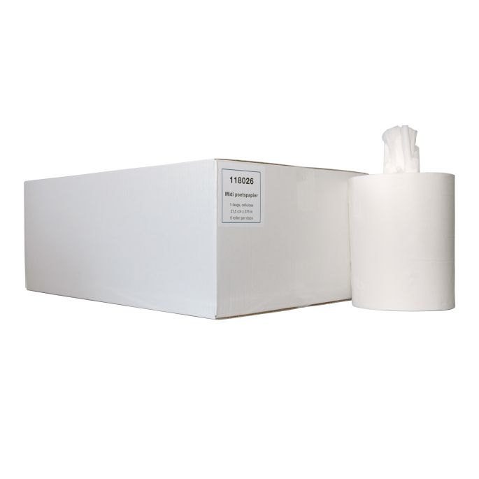 Midi Poetspapier zonder koker Cellulose 1-laags 275 m x 22 cm, 6 rollen
