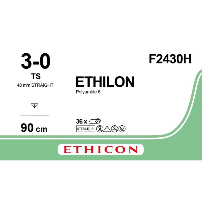 Ethilon zwart 3-0, TS naald, F2430H, 36 stuks