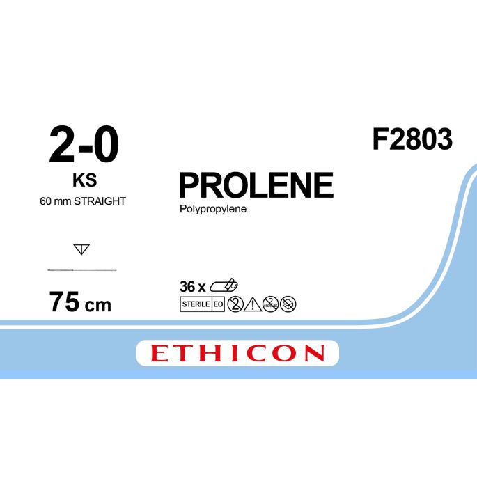 Prolene blauw 2-0, KS naald, F2803, 36 stuks