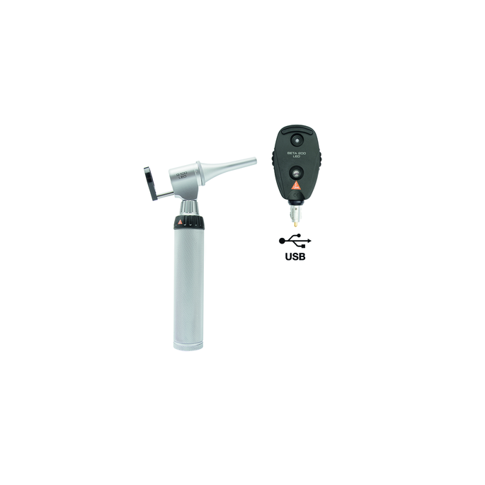 Heine G100 VET Diagnostische set, G100 spleetverlichtingskop en BETA 200 ophtalmoscoop, BETA4 USB oplaadbaar handvat met USB-kabel en stekker voedingsadapter, LED