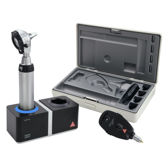 Heine BETA 200 F.O. Otoscoop en BETA 200 Oftalmoscoop (XHL, 2x BETA4 NT handvat met NT4 oplader)
