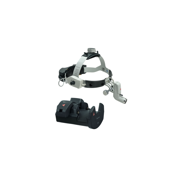 Heine ML4 LED hoofdlamp met wandmontage EN 50 UNPLUGGED oplader en 2 x mPack UNPLUGGED