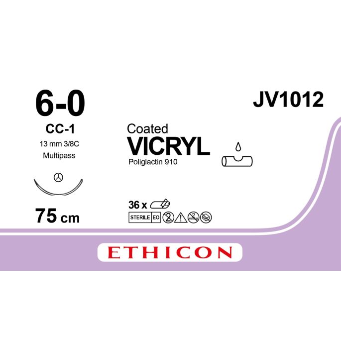 Vicryl gecoat violet 6-0, CC-1 MP naald, JV1012, 36 stuks
