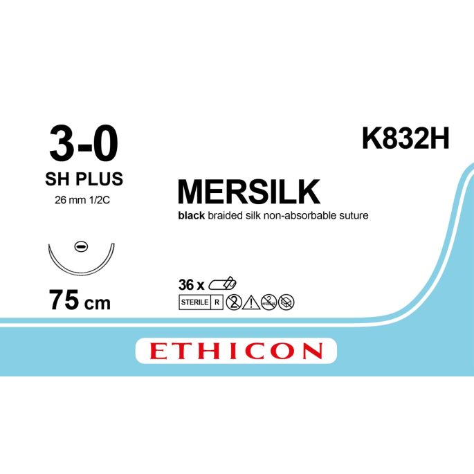 Silk zwart 3-0, SH PLUS naald, K832H, 36 stuks