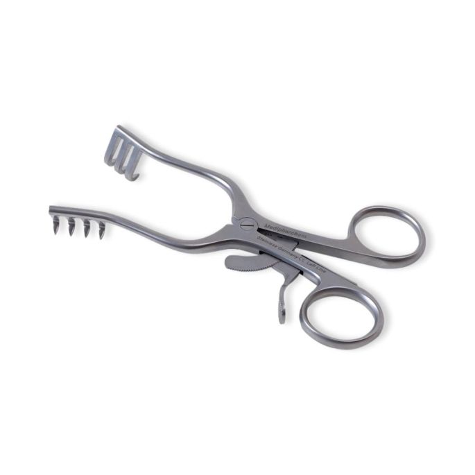 Weitlaner linkshandige wondspreider 2x3 tanden scherp, 13 cm RVS