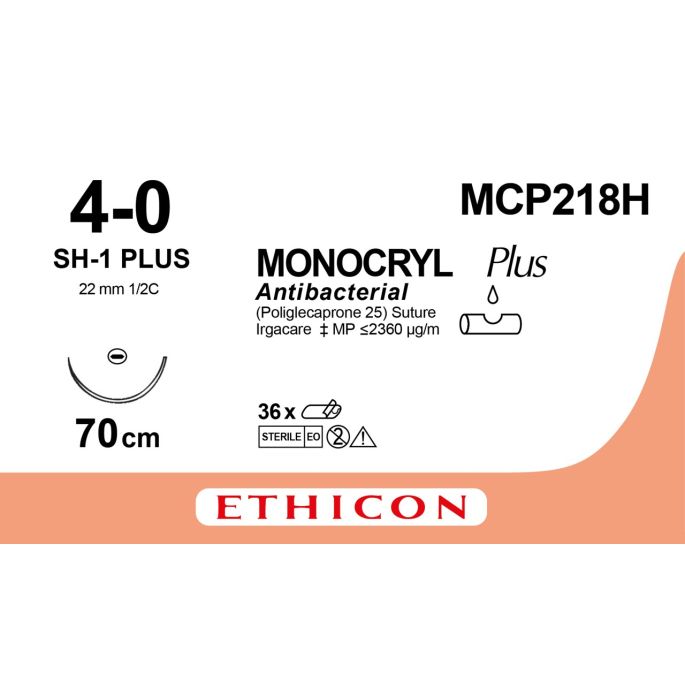 Monocryl Plus violet 4-0, SH-1 PLUS naald, MCP218H, 36 stuks