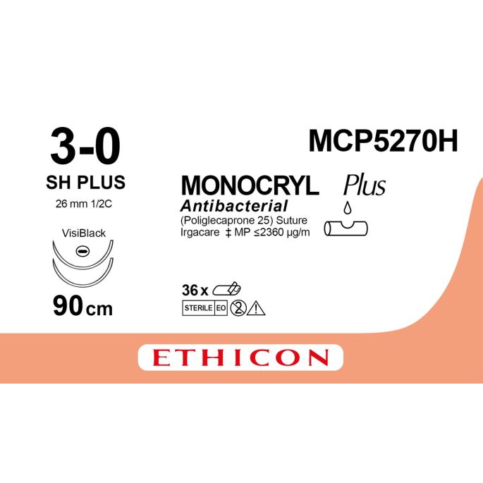 Monocryl Plus violet 3-0, SH PLUS VB naald, MCP5270H, 36 stuks