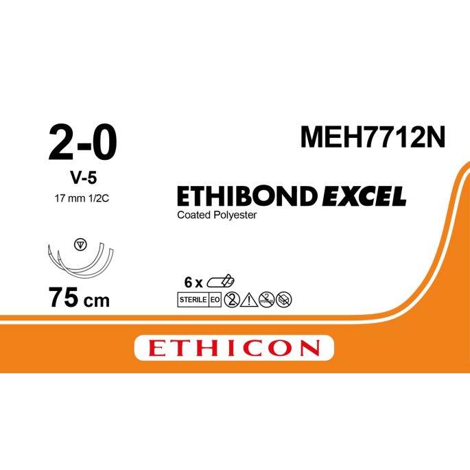 Ethibond Excel groen/wit 2-0, V-5 naald, MEH7712N, 6 stuks