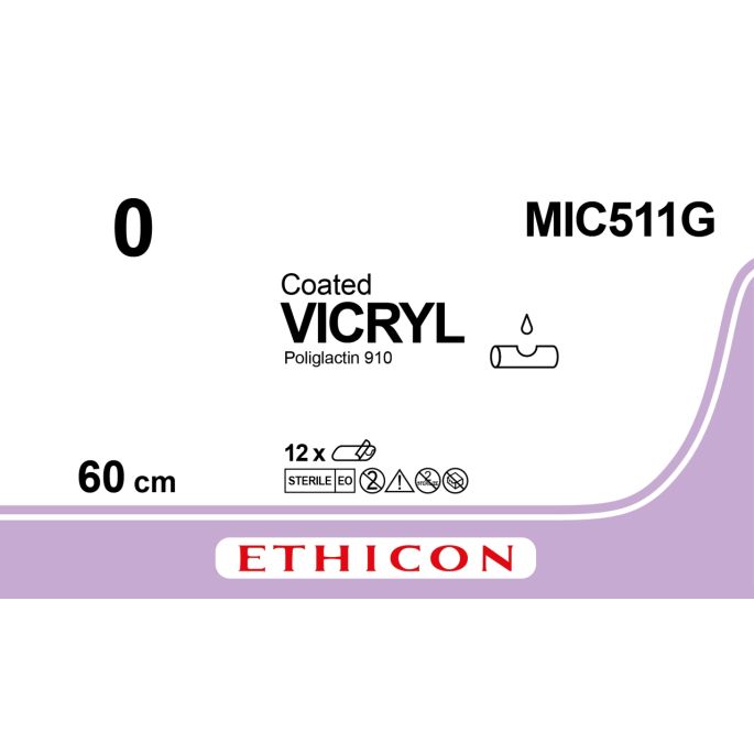 Vicryl gecoat violet 0, ENDOLOOP naald, MIC511G, 12 stuks