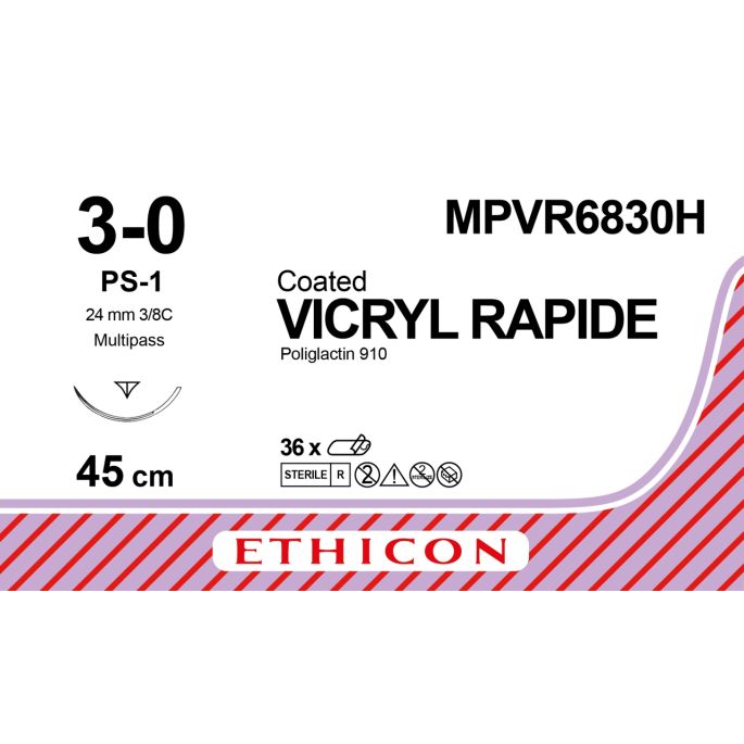 Vicryl Rapide ongek. 3-0, PS-1 PRIME MP naald, MPVR6830H, 36 stuks