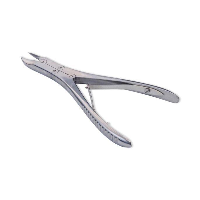 Pedicure-Nageltang met dubbele scharnier en gebogen bek, 15 cm 