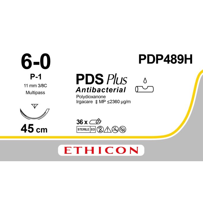PDS Plus ongekleurd 6-0, P-1 PRIME MP naald, PDP489H, 36 stuks