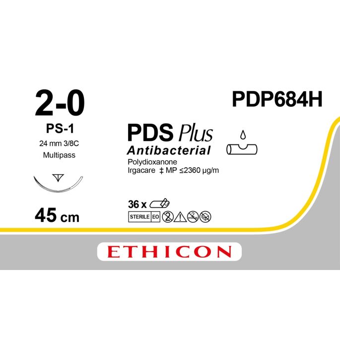 PDS Plus CLR 2-0, PS-1 PRIME MP naald, PDP684H, 36 stuks