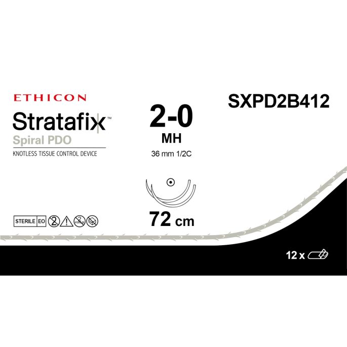 Stratafix Spiral PDO violet 2-0, MH naald, SXPD2B412, 12 stuks