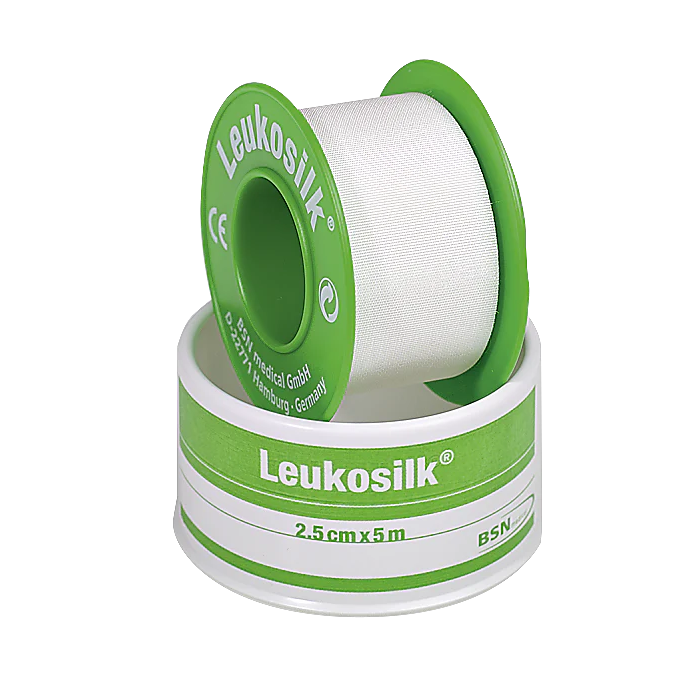 Leukosilk hechtpleister op spoel, 1,25 cm x 5 m, per stuk