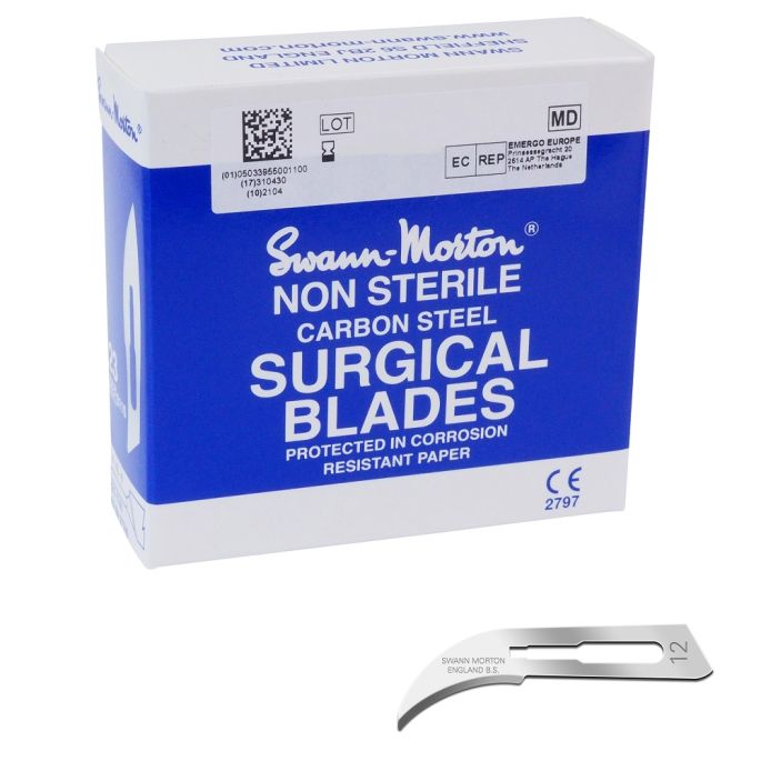Swann Morton scalpelmesjes carbon, niet steriel, nr. 12