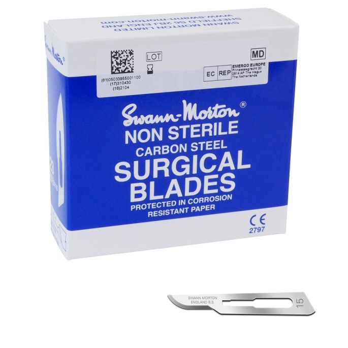 Swann Morton scalpelmesjes carbon, niet steriel, nr. 15