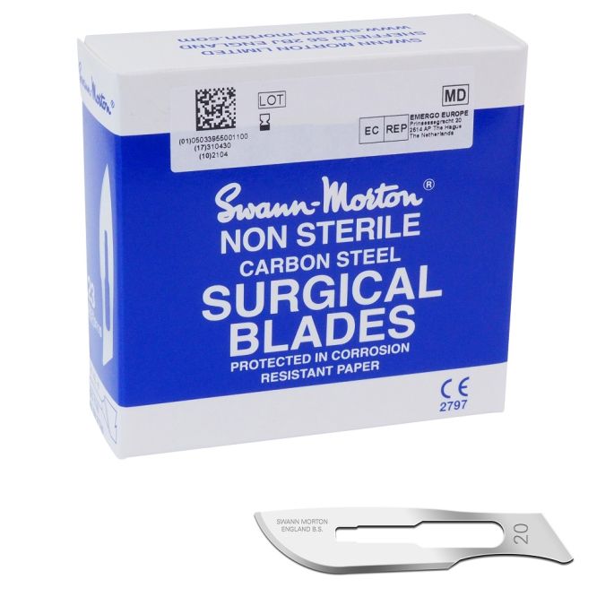 Swann Morton scalpelmesjes carbon, niet steriel, nr. 20